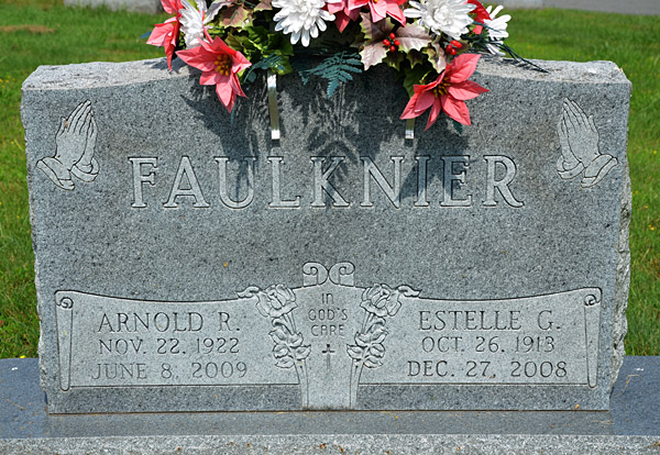 Arnold R. Faulkner and Estelle G. Faulkner Gravestone
