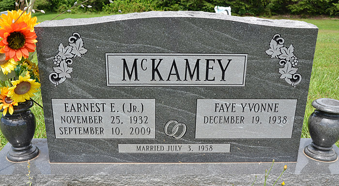 Earnest E. McKamey, Jr., and Faye Yvonne McKamey Gravestone