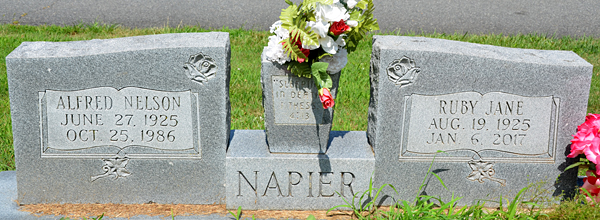 Alfred Nelson Napier and Ruby Jane Napier Gravestone