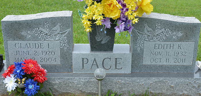 Claude L. Pace and Edith K. Pace Gravestone