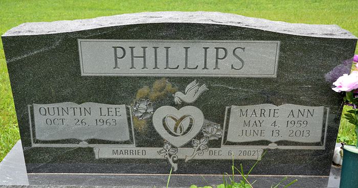 Quintin Lee Phillips and Marie Ann Phillips Gravestone