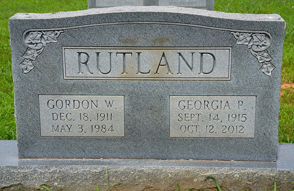 Gordon W. Rutland and Georgia P. Rutland Gravestone