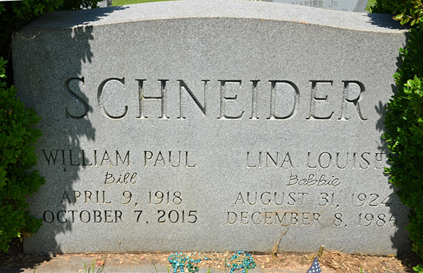 William Paul Schneider and Lina Louise Schneider Gravestone