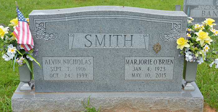 Alvin Nicholas Smith and Marjorie O'Brien Smith Gravestone