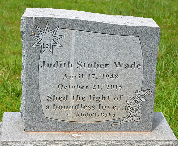 Judith Stuber Wade Gravestone, Scottsville Cemetery