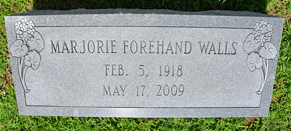 Marjorie Forehand Walls Gravestone 