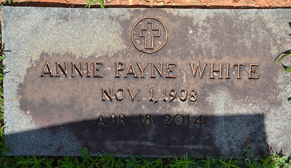 Annie Payne White Gravestone 