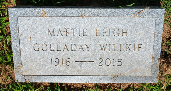 Mattie Leigh Golladay Willkie  Gravestone