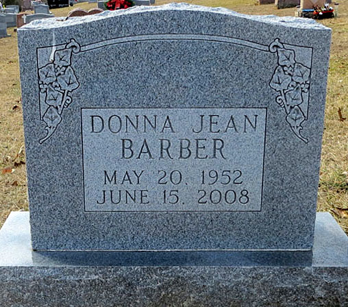 Donna Jean Barber Gravestone, Scottsville Cemetery