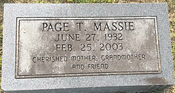 Page T. Massie Gravestone, Scottsville Cemetery