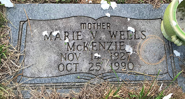 Marie V. Wells McKenzie Gravestone, Scottsville Cemetery