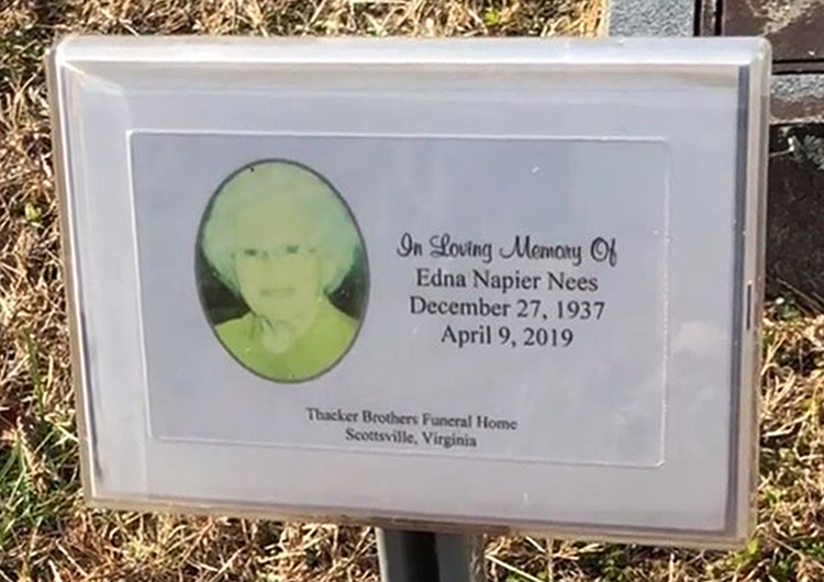 Edna Arline Napier Nees Gravestone, Scottsville Cemetery