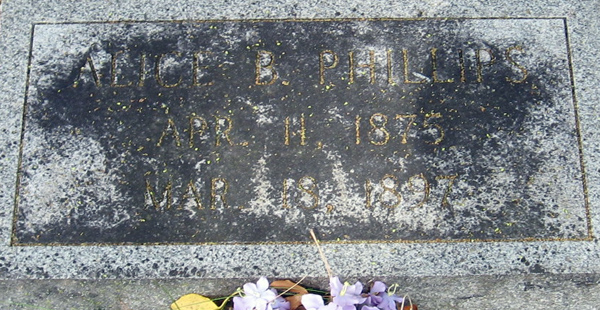 Alice Butler Phillips Gravestone, Scottsville Cemetery