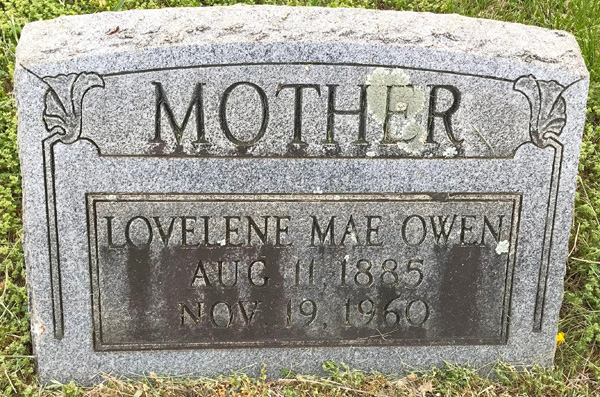 Lovelene Mae Hailey Owen Gravestone, Scottsville Cemetery