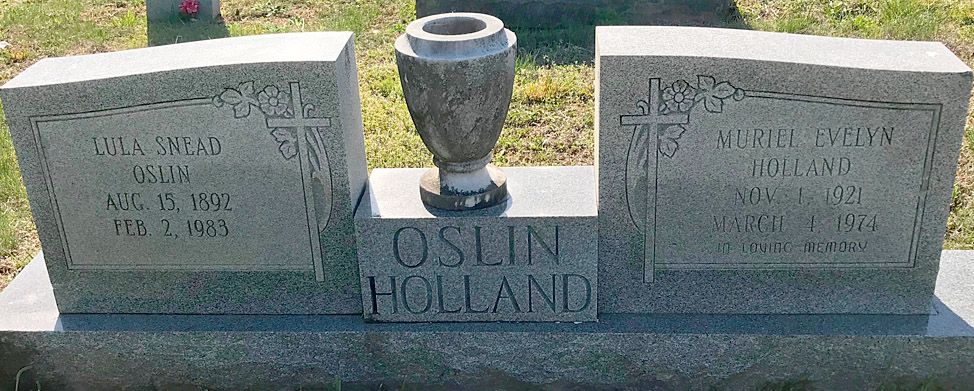 Lula Snead Oslin and Muriel Evelyn Holland Gravestone, Scottsville Cemetery