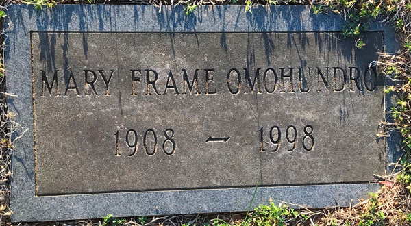 Mary Frame Omohundro Gravestone