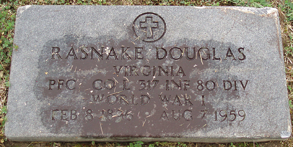 Douglas Rasnake Gravestone, Scottsville Cemetery