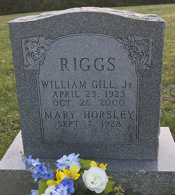 William Gill Riggs, Jr., and Mary Horsley Riggs Gravestone, Scottsville Cemetery