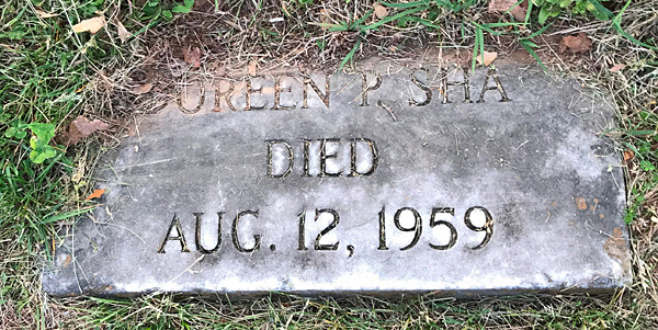Doreen P. Sha Gravestone, Scottsville Cemetery