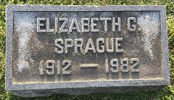 Elizabeth G. Sprague Gravestone, Scottsville Cemetery 