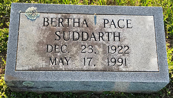 Bertha Pace Suddarth Gravestone, Scottsville Cemetery