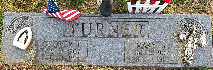 Grover Cleveland Turner and Mary S. Turner Gravestone, Scottsville, Cemetery