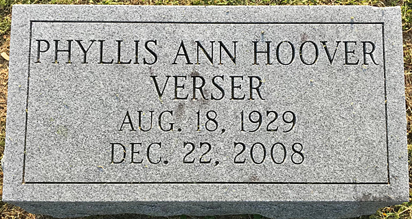 Phyllis Ann Hoover Verser Gravestone, Scottsville Cemetery