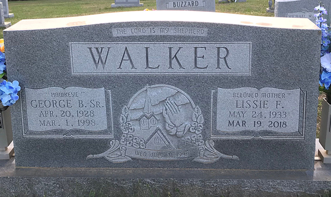 George B. Walker, Sr., and Lissie Frances Frazier Walker Gravestone