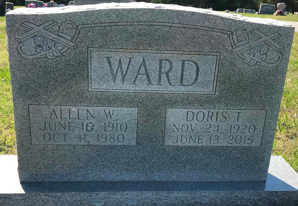 Allen W. Ward and Doris Tidmore Ward Gravestone