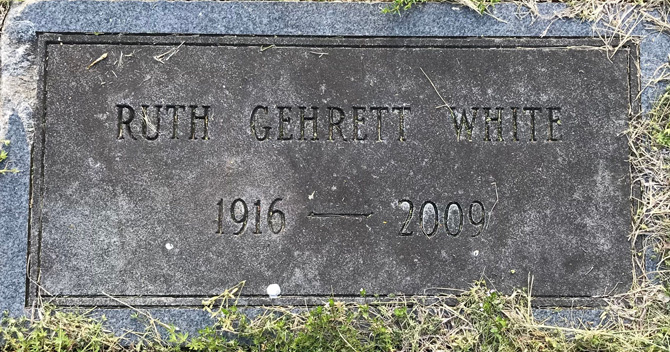 Helen Ruth Gehrett White Gravestone, Scottsville Cemetery