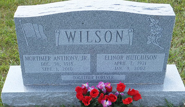 Mortimer Anthony Wilson, Jr., and Elinor Margaret Hutchison Wilson Gravestone, Scottsville Cemetery 