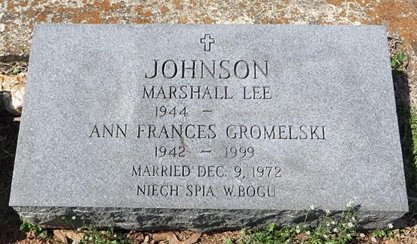 Ann Frances Gromelski Johnson and Marshall Lee Johnson Gravestone