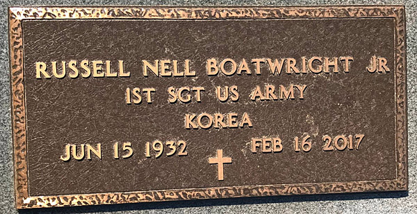 Russell Nell Boatwright, Sr., Scottsville Cemetery