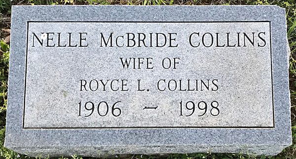 Nelle McBride Collins Gravestone
