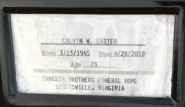 Calvin Weldon Easter Gravestone