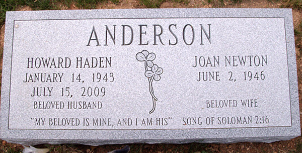 Howard Haden Anderson and Joan Newton Anderson Gravestone