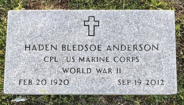 Haden Bledsoe Anderson Gravestone