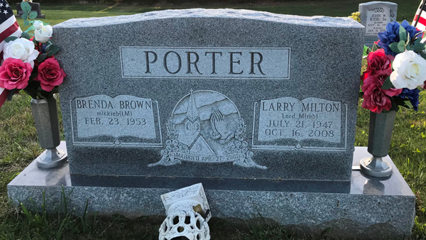 Larry Milton Porter and Brenda Brown Porter Gravestone, Scottsville Cemetery