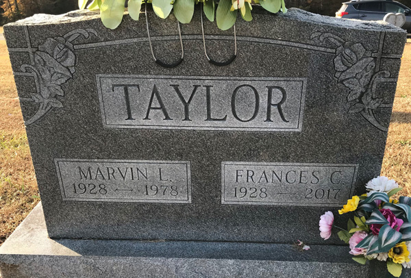 Marvin Lee Taylor and Frances Virginia Craig Taylor Gravestone