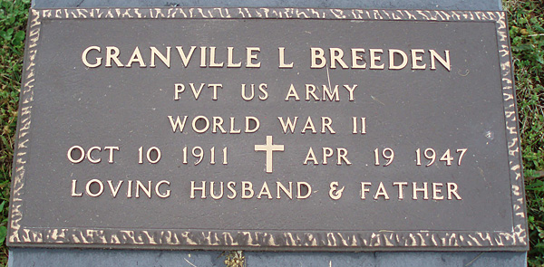 Granville L. Breeden, Scottsville Cemetery