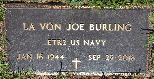 La Von Joe Burling  Military Gravestone, Scottsville Cemetery
