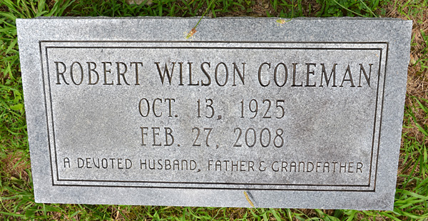 Robert Wilson Coleman, Sr., Gravestone, Scottsville Cemetery
