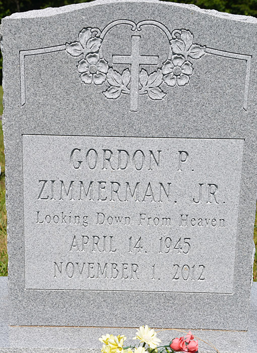 Gordon P. Zimmerman, Jr., Gravestone, Scottsville Cemetery