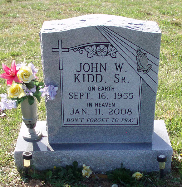 John W. Kidd, Sr., Gravestone