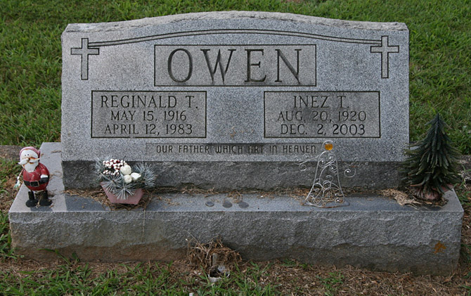 Reginald T. Owen and Inez T. Owen Gravestone