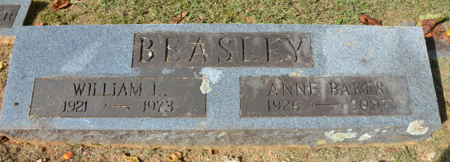 William L. Beasley and Anne Baker Beasley Gravestone, St. Stephens Episcopal Church Cemetery