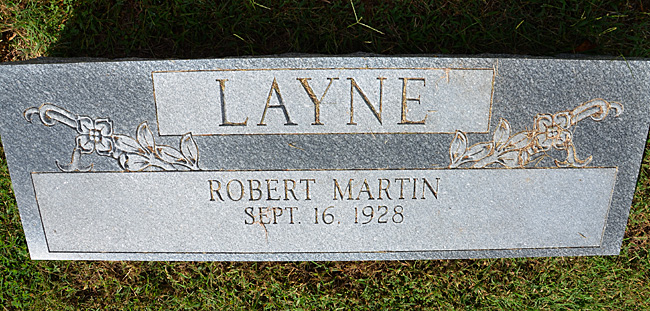 Robert Martin Layne Gravestone,  Centenary United Methodist Church Cemetery