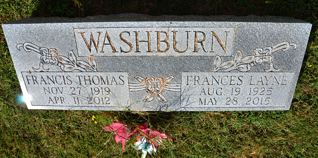 Francis Thomas Washburn and Frances Layne Washburn Gravestone, Centenary United Methodist Church