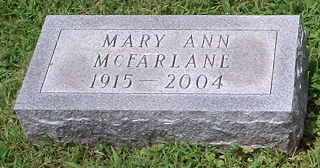 Mary Ann McFarlane Gravestone, Christ Church Episcopal Cemetery