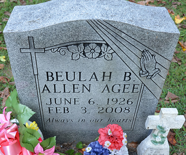 Beulah B. Allen Agee Gravestone, Mt. Pleasant Baptist Church Cemetery